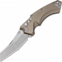 Автоматический складной нож Hogue Wharncliffe EX-A05, клинок Stonewash, сталь 154CM, рукоять пустынный алюминий купить в Петрозаводске