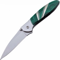 Полуавтоматический складной нож Santa Fe Kershaw Leek, сталь 14C28N, рукоять сталь с накладкой из малахита купить в Петрозаводске