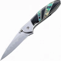 Полуавтоматический складной нож Santa Fe Kershaw Leek, сталь D2/14C28N, рукоять сталь с накладкой из зуба мамонта купить в Петрозаводске