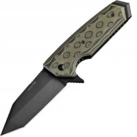 Складной нож Hogue EX-02 Tanto Flipper, сталь 154CM Ceracote™ Firearm Coating, рукоять стеклотекстолит G-Mascus® — Black/Green/Lava купить в Петрозаводске