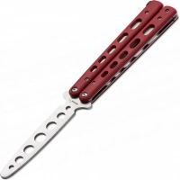 Тренировочный нож-бабочка (балисонг) Balisong Trainer, Boker Plus 01BO712, клинок из нержавеющей стали Zero-ground Plain (без заточки), рукоять стеклотекстолит G10, красный купить в Петрозаводске