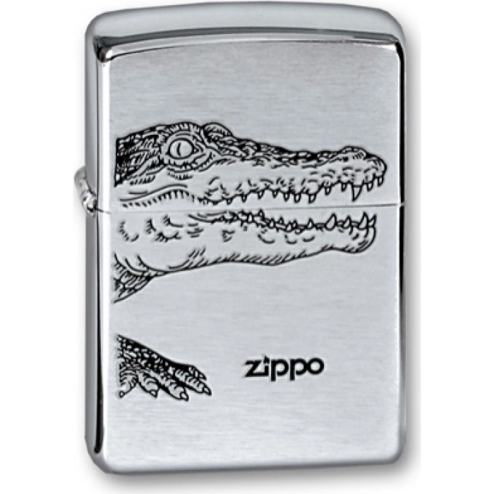 Зажигалка ZIPPO Alligator, с покрытием Brushed Chrome, латунь/сталь, серебристая, матовая, 36x12x56