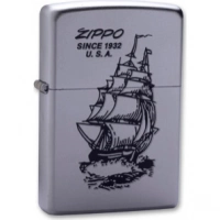 Зажигалка ZIPPO Boat-Zippo Satin Chrome, латунь с ник.-хром. покрыт., сереб., матовая, 36х56х12мм купить в Петрозаводске